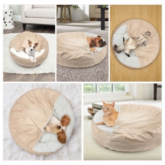 Dog Bed Washable Fluffy Roundness with Blanket, Dog Basket Non-slip Dog Sofa, Plush Cat Bed Dog Basket for large, medium & small dogs and cats, Ø 50cm