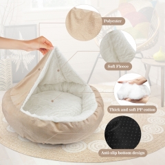Dog Bed Washable Fluffy Roundness with Blanket, Dog Basket Non-slip Dog Sofa, Plush Cat Bed Dog Basket for large, medium & small dogs and cats, Ø 50cm
